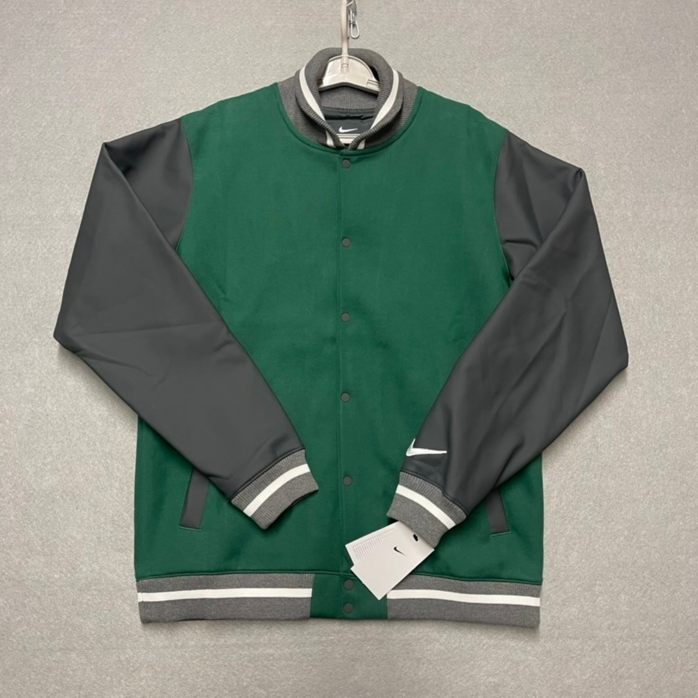 Nike Jacket Mens Medium Green Letterman Varsity Team Player Baseball Colorblock